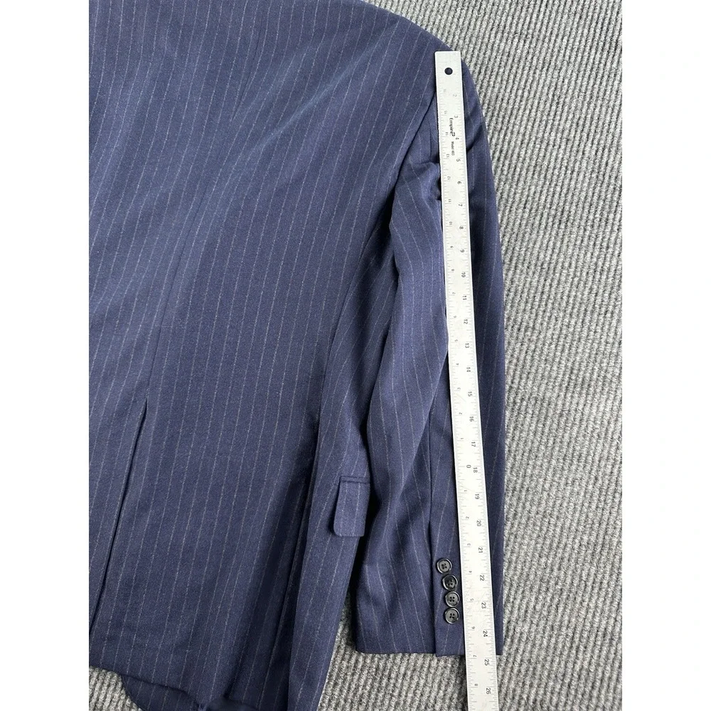 Hickey Freeman Suit Jacket 42 R Blue Wool Striped Premium Loro Piana USA Bespoke - Picture 4 of 16